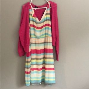 Torrid multicolored dress with cardigan. Size 2.